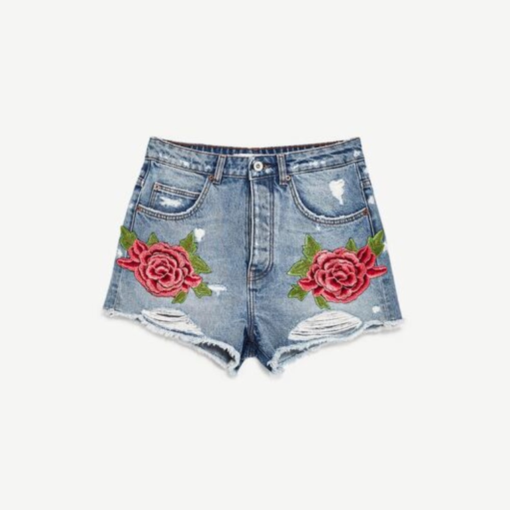 ZARA High waist floral bermuda shorts